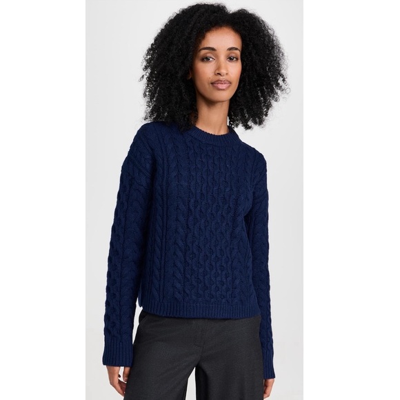 Theory Aran Cable Knit Pullover Sweater.